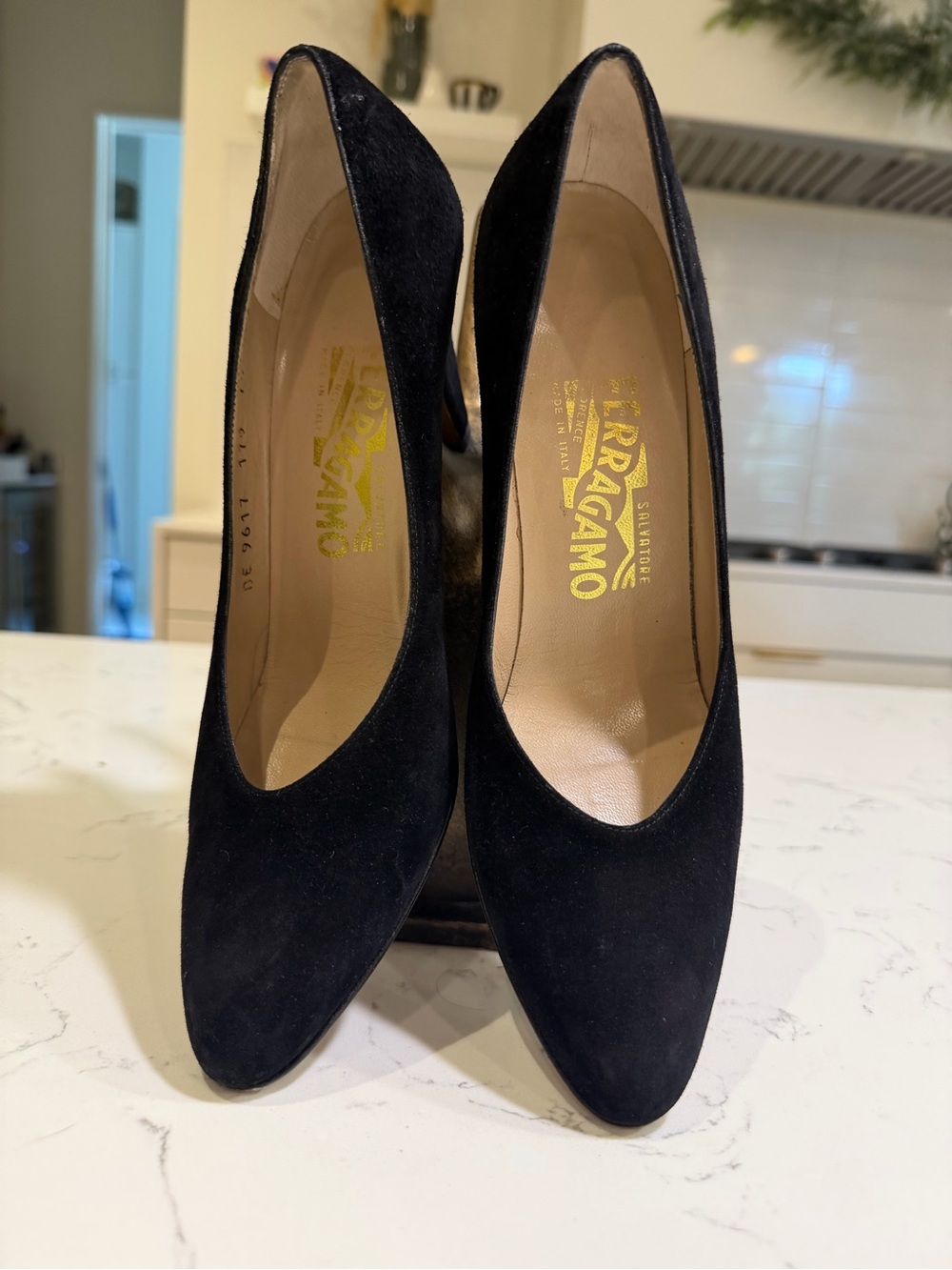 Salvatore Ferragamo Black Suede Pointed Pump